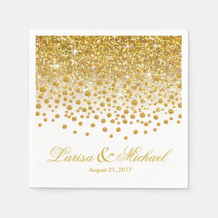Glitter Confetti Shower   gold white Napkin