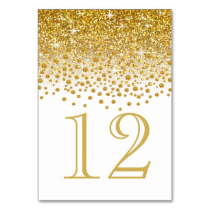 Glitter Confetti Shower Table Numbers gold white