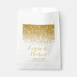 Glitter Confetti Shower Wedding Party gold white Favour Bag