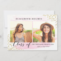 Glitter Confetti Sprinkle 2 Photo Graduation Pink