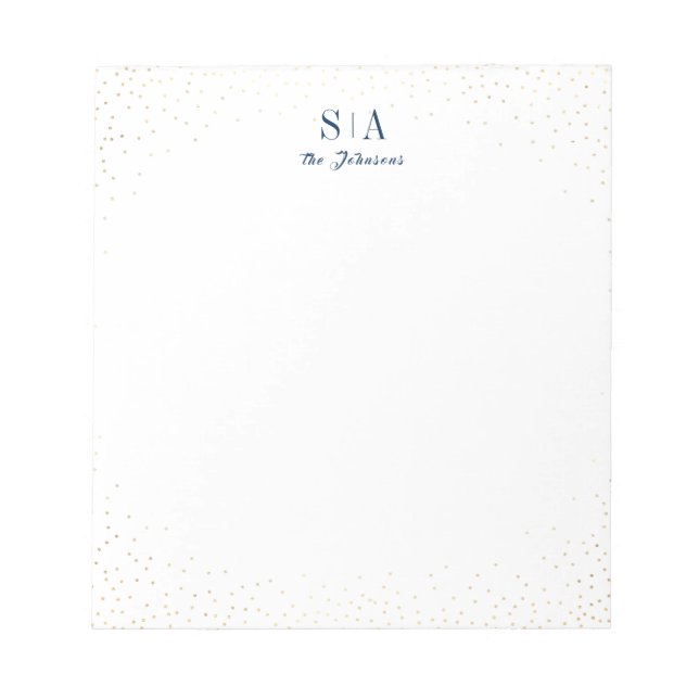 Glitter couple's monogram personalised Stationery Notepad (Front)