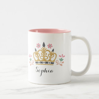 Glitter Crown Monogram Two-Tone Coffee Mug