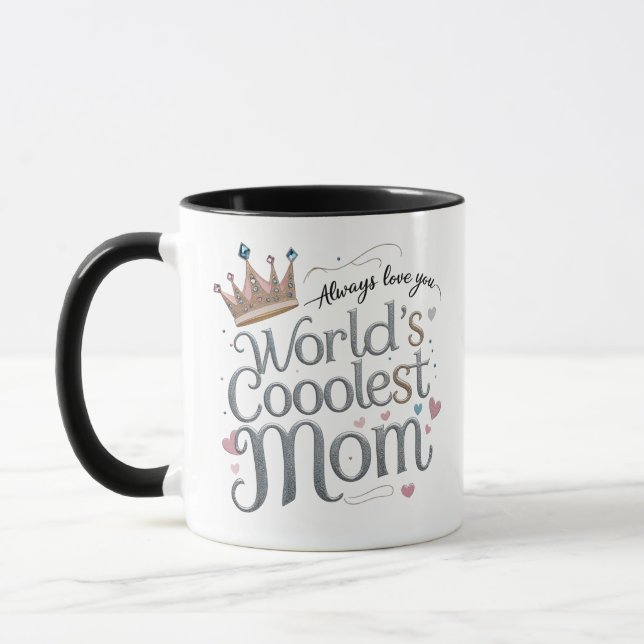Glitter Crown Mug | Cute Heart Design | Combo Mug  (Left)