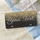 Glitter Custom Text License Plate Gold Black