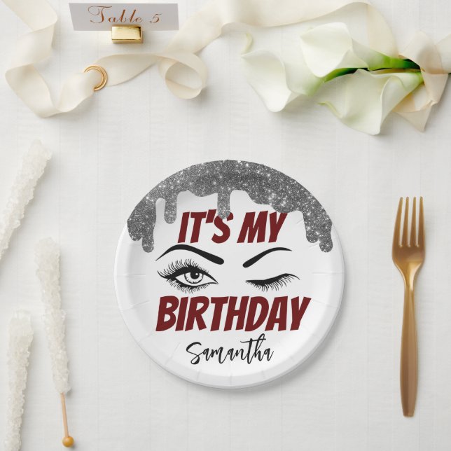 Glitter Cute Birthday 18th | 21st | 30th | 50th Paper Plate (Wedding)