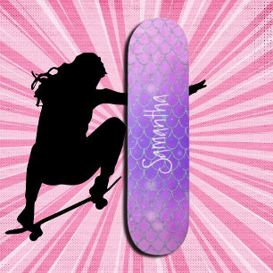 Glitter Cute purple pink chic Skateboard
