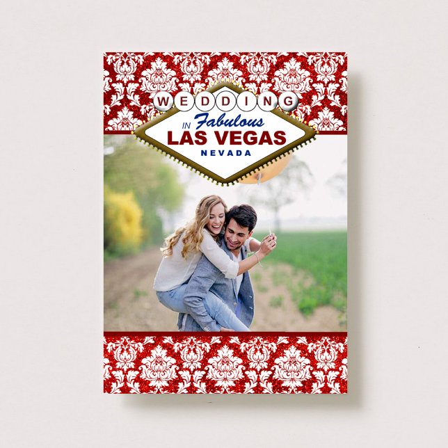 Glitter Damask Las Vegas Photo Save The Date (Creator Uploaded)