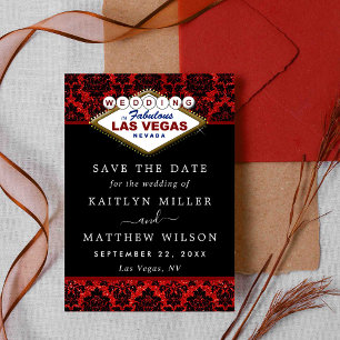 Glitter Damask Las Vegas Wedding Save The Date