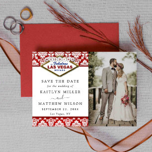 Glitter Damask Las Vegas Wedding Save The Date
