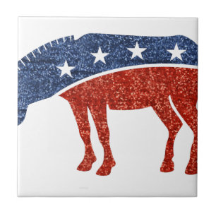 glitter democrat donkey ceramic tile