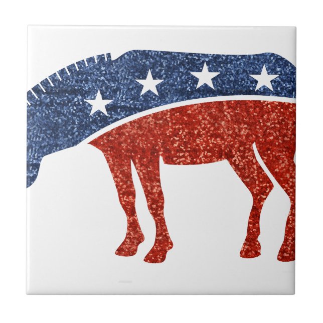 glitter democrat donkey ceramic tile (Front)