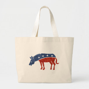 glitter democrat donkey large tote bag