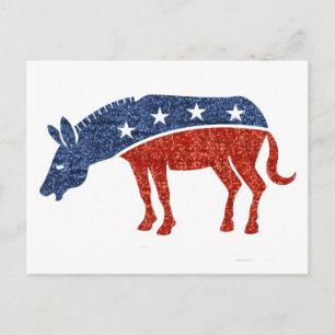 glitter democrat donkey postcard