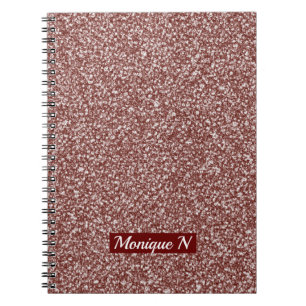 Glitter Design Rose Gold Monogram Notebook