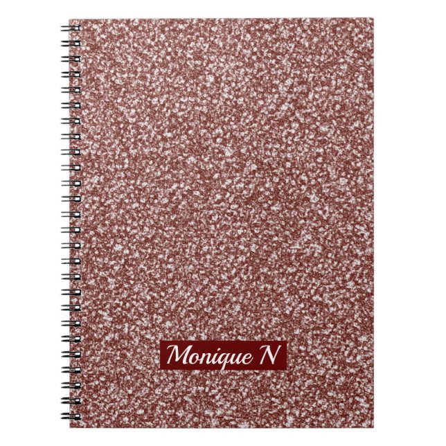 Glitter Design Rose Gold Monogram Notebook (Front)
