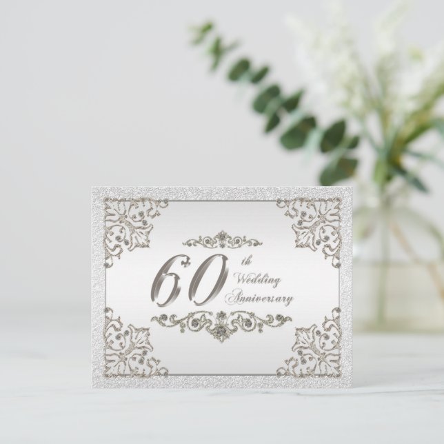 Glitter Diamond 60th Wedding Anniversary Invite (Standing Front)