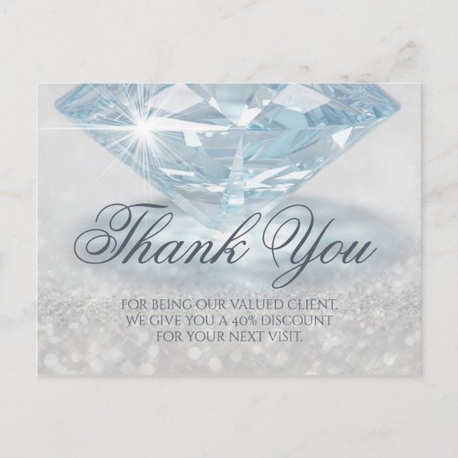 Glitter Diamond Gemstone Jewellery Designer Thank  Postcard (Front)