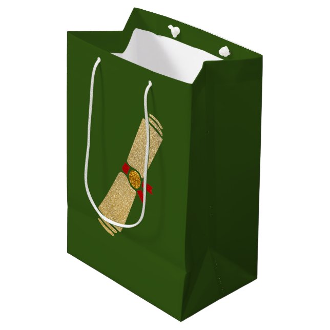Glitter Diploma Graduation Medium Gift Bag (Front Angled)