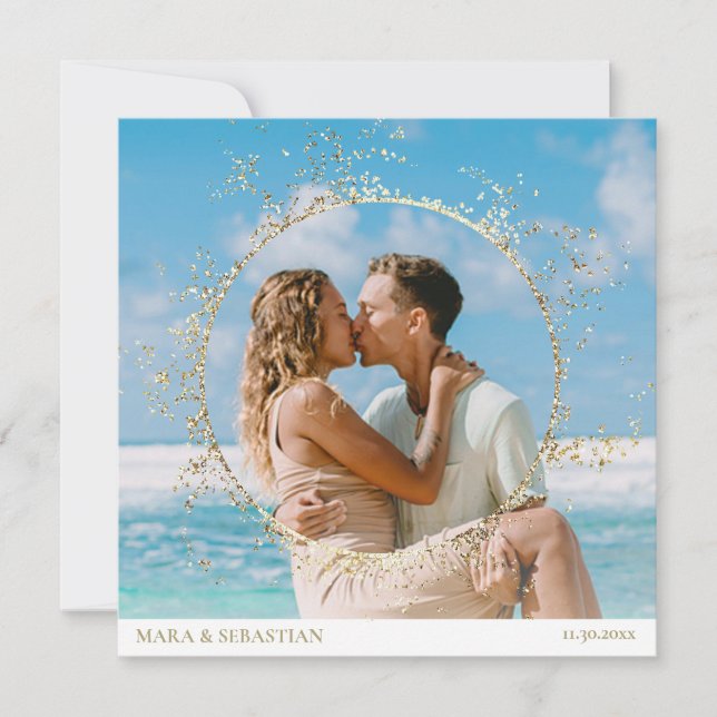 *~* Glitter DIY Couple PHOTO  RSVP QR  AR6 Wedding Invitation (Front)