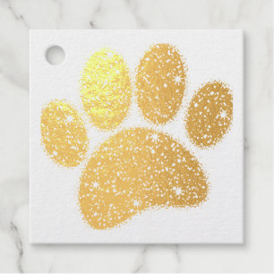 Glitter Dog Paw Print Favour Tags