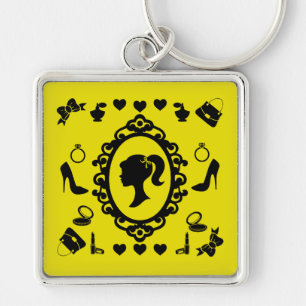 Glitter Doll Birthday Glam Fashion Key Ring