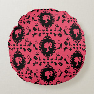 Glitter Doll Birthday Glam Fashion  Round Cushion