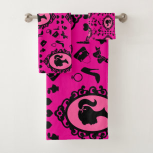 Glitter Doll Birthday Pink Glam Fashion  Bath Towel Set
