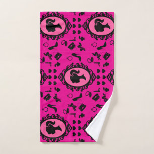 Glitter Doll Birthday Pink Glam Fashion  Bath Towel Set
