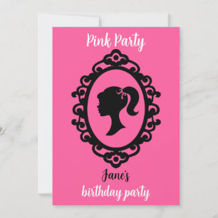 Glitter Doll Birthday Pink Glam Fashion  Invitation