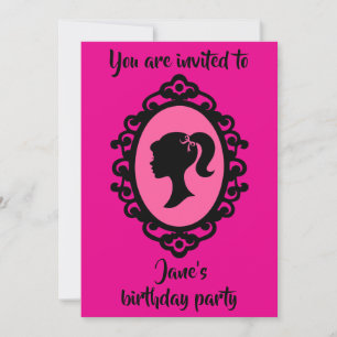 Glitter Doll Birthday Pink Glam Fashion Invitation