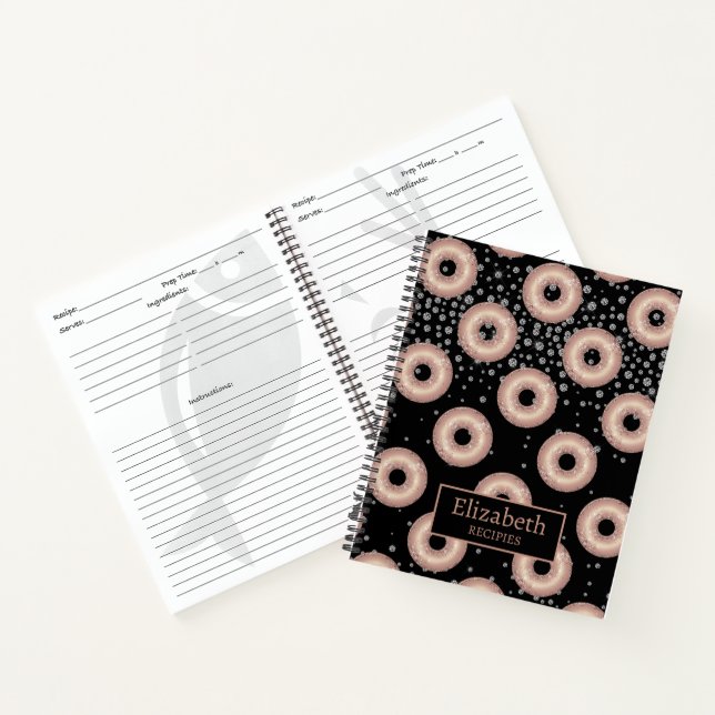 Glitter Doughnut Pattern Recipe Notebook (Inside)