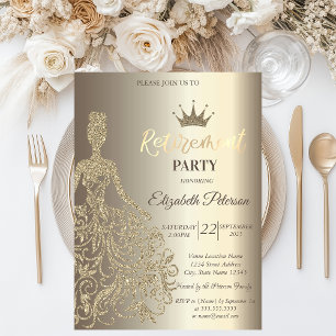 Glitter Dress, Diamonds Champagne Retirement Party Invitation
