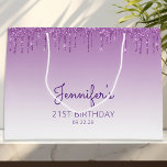 Glitter Drip 21st Birthday Purple Large Gift Bag<br><div class="desc">This chic 21st birthday party gift bag features a sparkly purple faux glitter drip border and purple ombre background. Personalise it with her name in handwriting script,  along with her birthday and date below.</div>