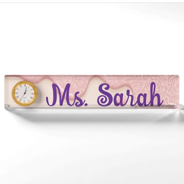 Glitter Drip Desk Name Plate (Front)