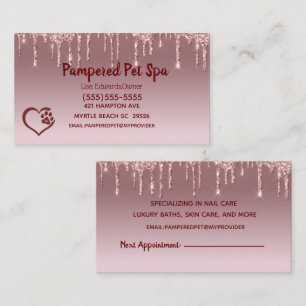 Glitter Drip Dog Grooming Dog Spa Appointment Card