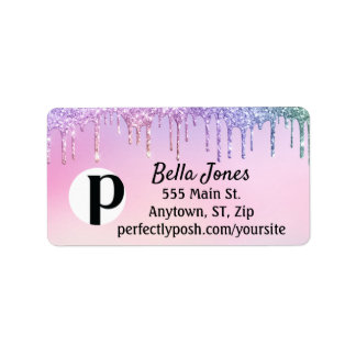 Glitter Drip Pastel Perfectly Posh Address Label