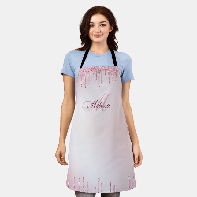 glitter drip personalised name monogram apron (Worn)