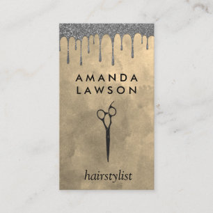 Glitter Drip   Scissors Logo Business Card