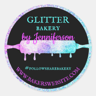 Glitter Dripping rolling pin Circle Gift Bakery Classic Round Sticker