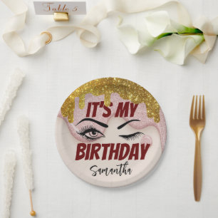 Glitter Drips Birthday 18th 21st 30th 50th Paper Plate
