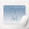 Glitter Drips Blue Sparkle Monogram Elegant Script