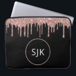 Glitter Drips Blush Pink Rose Gold Monogram Laptop Sleeve<br><div class="desc">Blush Pink - Rose Gold and Black Faux Glitter and Sparkle Elegant Monogrammed Initials Case. This case can be customised to include your initial and first name.</div>