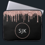 Glitter Drips Blush Pink Rose Gold Monogram Laptop Sleeve<br><div class="desc">Blush Pink - Rose Gold and Black Faux Glitter and Sparkle Elegant Monogrammed Initials Case. This case can be customised to include your initial and first name.</div>