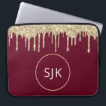 Glitter Drips Burgundy Gold Girly Monogrammed Laptop Sleeve<br><div class="desc">Luxury Gold and Burgundy Red Faux Glitter and Sparkle Elegant Monogrammed Initials Case. This case can be customised to include your initial and first name.</div>
