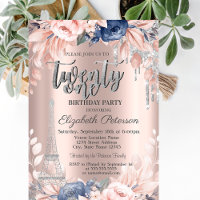 Glitter Drips,Eiffel Tower Flowers 21th Birthday