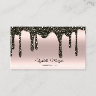 Glitter Drips Elegant Professional Rose Gold Business Card