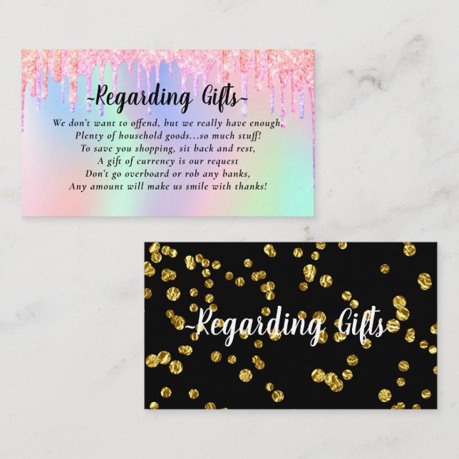 Glitter Drips Honeymoon Fund bridal shower wedding Enclosure Card (Front/Back)