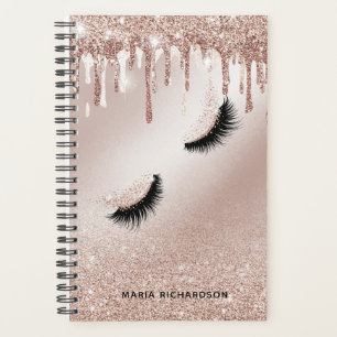 Glitter Drips Makeup Eyebrow Eyes Lashes Rose Gold Planner