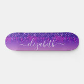 Glitter Drips Personalized Purple Pink Skateboard (Horz)