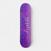 Glitter Drips Personalized Purple Pink Skateboard (Front)